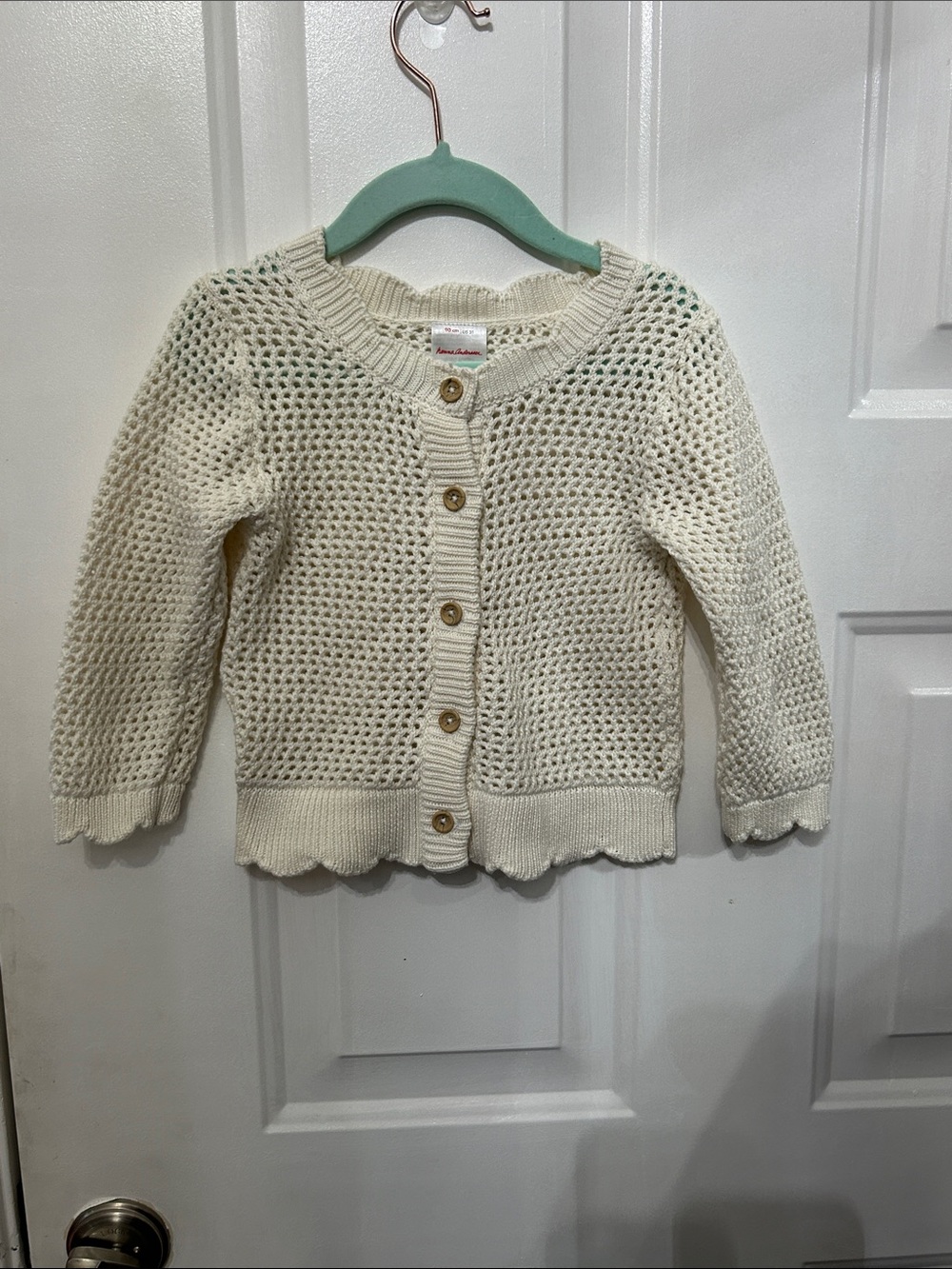 Hanna Andersson Cream Open-Weave Button Cardigan 100% Cotton